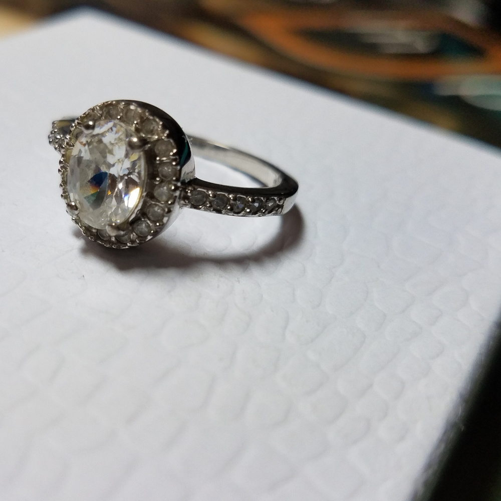 925 Size 7 1/2 Halo Promise Ring over 1 carat  Cz
